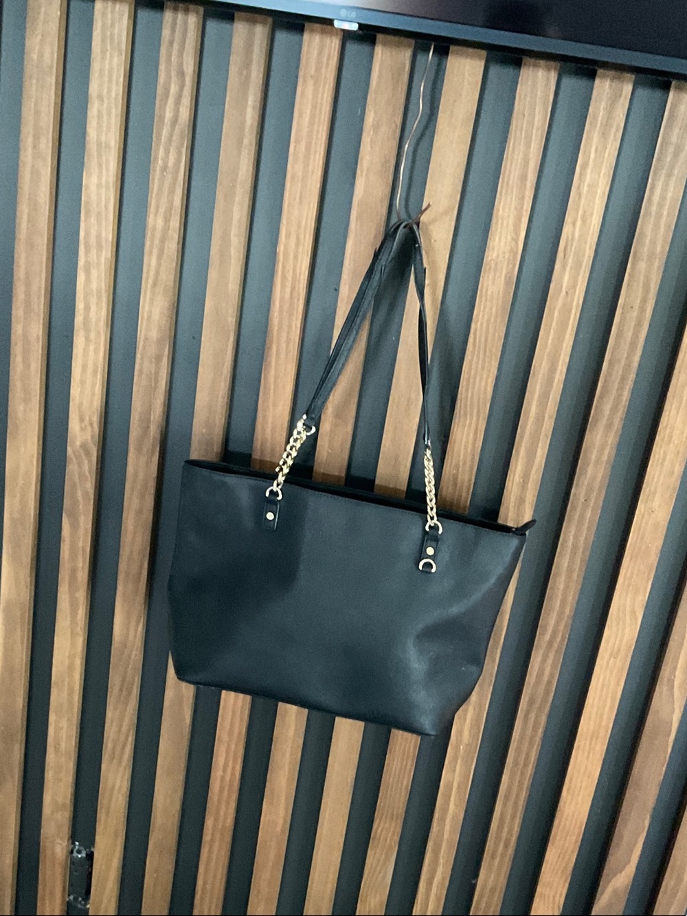 Michael Kors Black Tote with Gold Chain Straps